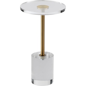 VEVOR Clear Acrylic Coffee Table, Acrylic Side Table with a Solid Base, 11.9 x 11.9 inch Round Tabletop, 21.4 inch High, for Coffee, Drink, Food, Snack Used in Living Room, Bedroom, and Study