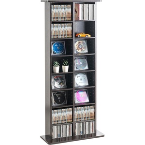 VEVOR Media Storage Cabinet, 8-Layer DVD Shelf, Adjustable CD Shelves 16 Compartments, Protects & Organizes Music, Movie, Video Games or Memorabilia Collections, Espresso(Espresso)