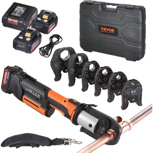 VEVOR Press Tool, 18V Electric Pipe Crimping Tool for 1/2″, 3/4″, 1″ Copper Pipes, 24KN Press Tool Kit Compatible with ProPress – with 3 Press Jaws, 2pcs 18V 2AH Battery, Fast Charger & Carrying Case(Standard Size)