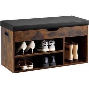 VEVOR Rattan Shoe Storage Bench, Entryway Bench with 2 Flip Drawers, Holds up to 300 lbs with 4 Compartments and 2 Rattan Doors, 39.4 x 11.8 x 20.9 Inches for Hallway, Living Room, Bedroom(Hidden storage)