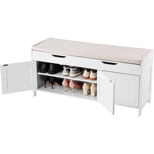 VEVOR Rattan Shoe Storage Bench, Entryway Bench with 2 Flip Drawers, Holds up to 300 lbs with 4 Compartments and 2 Rattan Doors, 39.4 x 11.8 x 20.9 Inches for Hallway, Living Room, Bedroom(3 Barn Doors)
