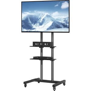 VEVOR Rolling TV Stand, Mobile TV Cart for 32-65 Inch Screens, Height Adjustable, Portable Monitor Stand with Wheels Holds up to 88 lbs for Living Room, Bedroom, Office, Outdoor, Max VESA 400x400mm(32”-70”)
