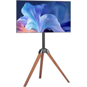 VEVOR Tripod Easel TV Stand, for 40-65 inch Flat Screen/Curved TVs Up to 99 lbs, 18° Left-Right Rotation Portable TV Stand with Oak Wood Legs, for Bedroom, Living Room, Studio, MAX VESA 600 x 400 mm(Tripod)