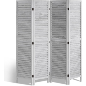 VEVOR Wood Room Divider, 6 Panel Wood Folding Privacy Screen, 66.9 Inches Tall Indoor Louvered Wooden Partition, Portable Decoration Screen, for Room Separation, Home, Office, Restaurant & Bedroom(Light Grey)