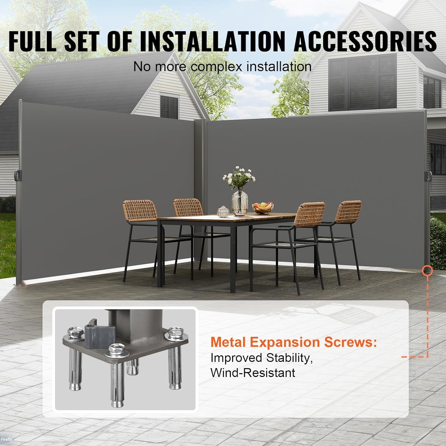 image:imageVEVOR Retractable Side Awning UV 50 236 x 63 Double Retractable Patio Screen Waterproof 280 g Thicken Retractable Room Divider Black for Privacy Garden Outdoor Patio and Terrace BeigeGray