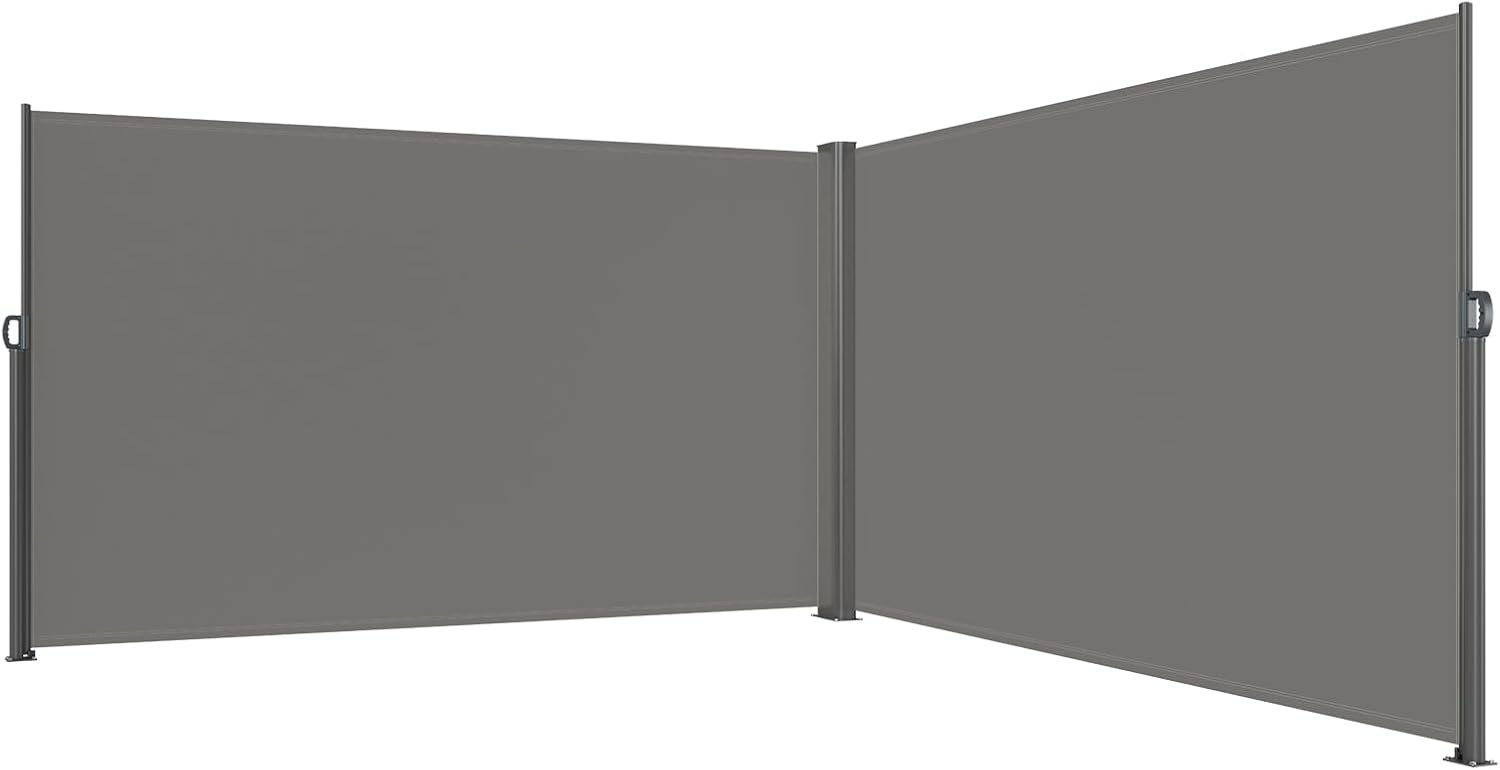 image:imageVEVOR Retractable Side Awning UV 50 236 x 63 Double Retractable Patio Screen Waterproof 280 g Thicken Retractable Room Divider Black for Privacy Garden Outdoor Patio and Terrace BeigeGray