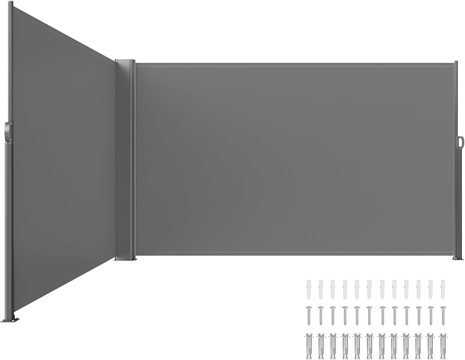 image:imageVEVOR Retractable Side Awning UV 50 236 x 63 Double Retractable Patio Screen Waterproof 280 g Thicken Retractable Room Divider Black for Privacy Garden Outdoor Patio and Terrace BeigeGray