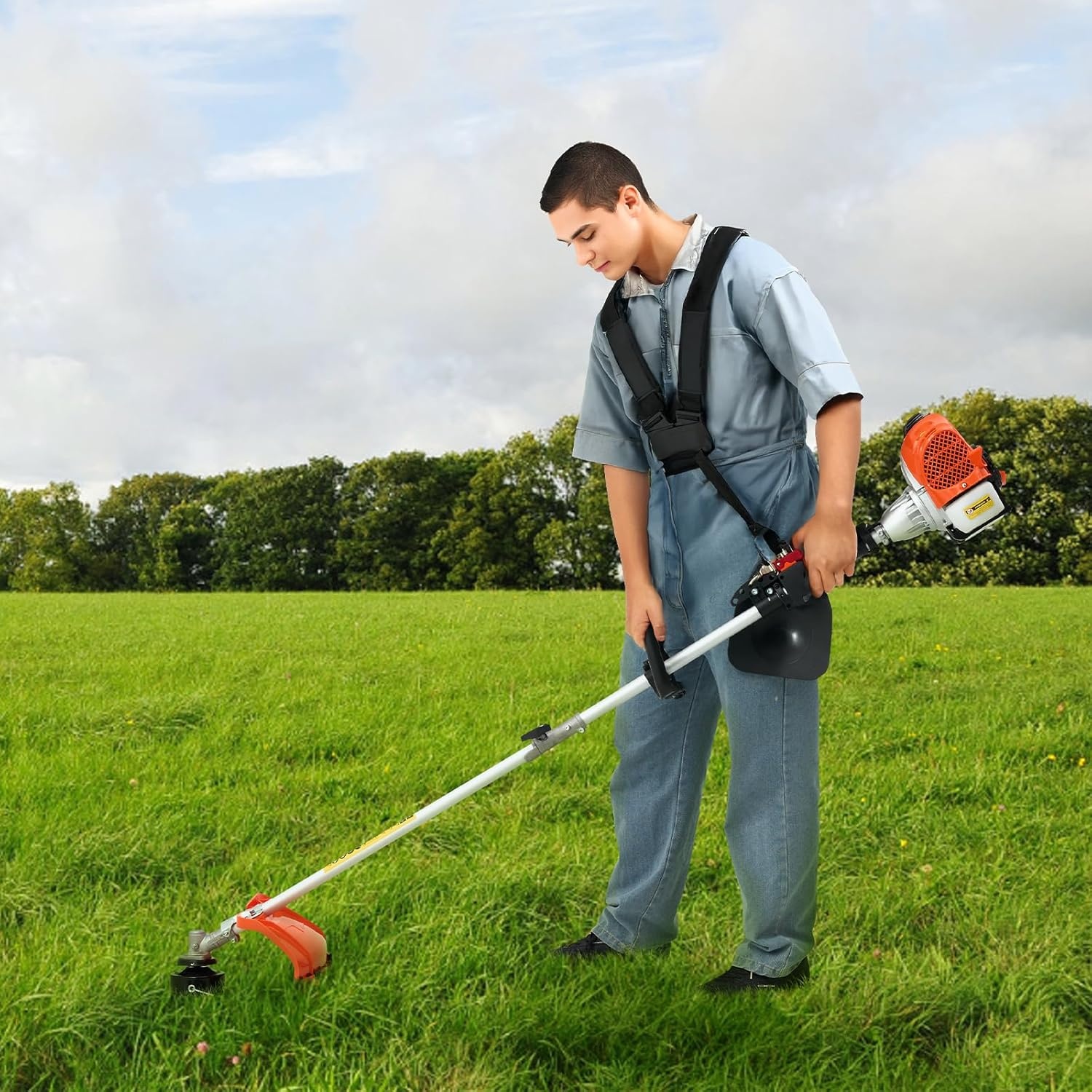 image:imageVEVOR String Trimmer 252CC 2Stroke Gas Powered Weed Wacker 169 Cordless Grass Trimmer MultiFunctional Lawn Edger with Shoulder Strap amp 3T Blade Weed Eater for Quick Grass Cleaning