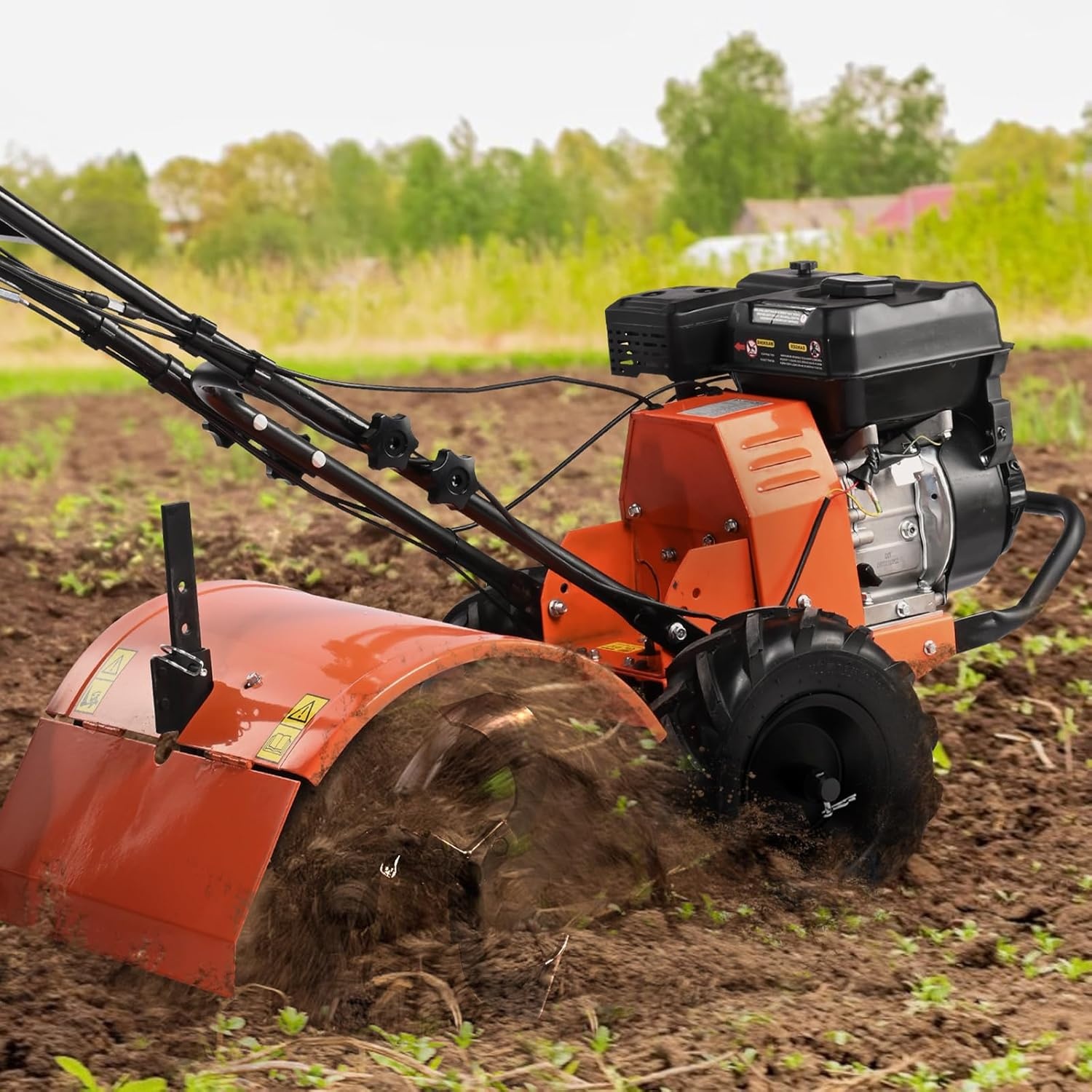 image:imageVEVOR Tiller Cultivator 212CC 4Stroke Garden Cultivator Tiller with 4 Steel Adjustable Rear Tines for Lawn Garden and Field Soil Cultivation212CC 4Stroke