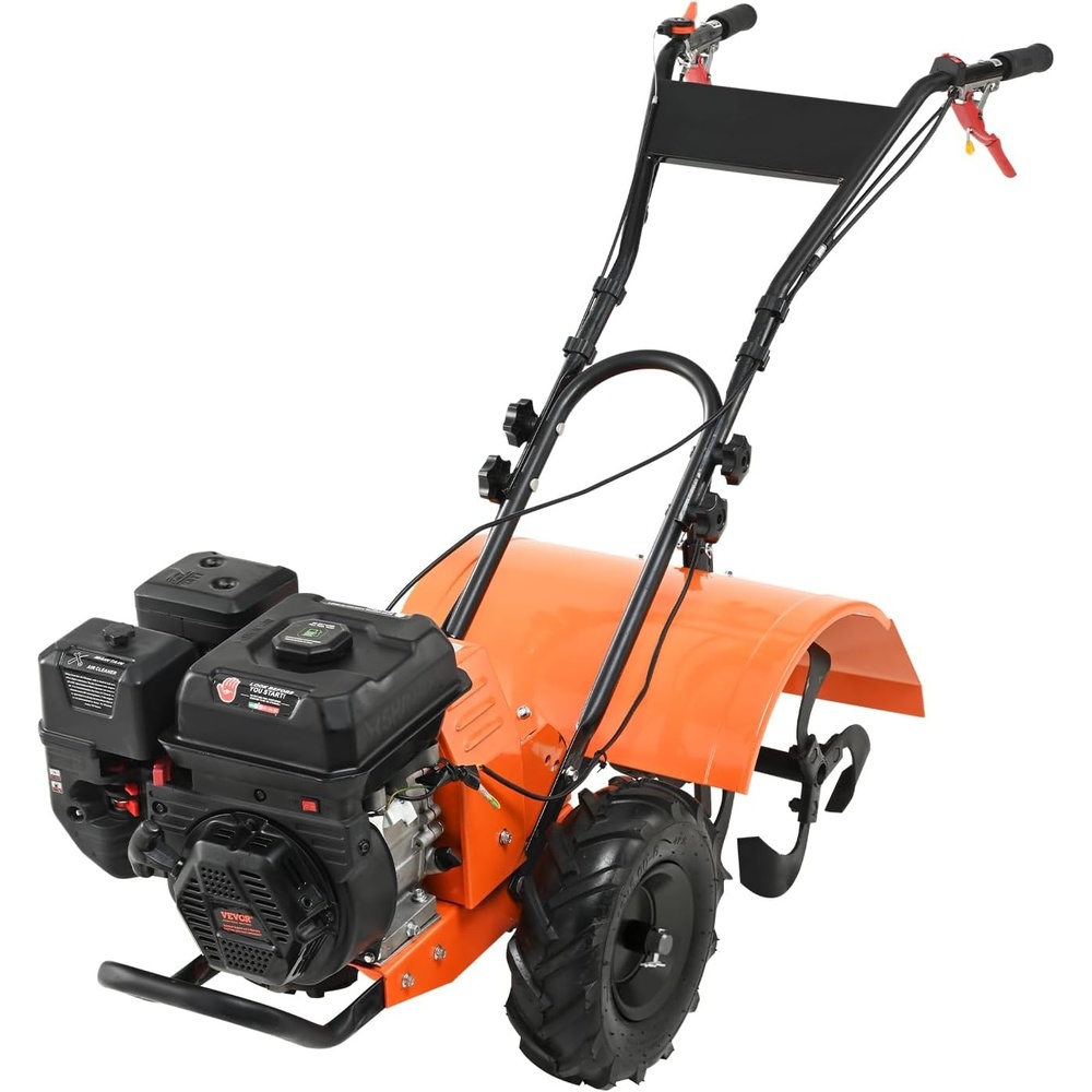 image:imageVEVOR Tiller Cultivator 212CC 4Stroke Garden Cultivator Tiller with 4 Steel Adjustable Rear Tines for Lawn Garden and Field Soil Cultivation212CC 4Stroke
