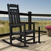 VEVOR Porch Rocker, HIPS Outdoor Rocking Chair, High Back Patio Rocking Chair with Smooth Armrests, Supports up to 400 lbs, for Garden, Balcony, Porch, Black(1PC Rocking Chair)