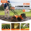 VEVOR Tiller Cultivator, 212CC 4-Stroke Garden Cultivator, Tiller with 4 Steel Adjustable Rear Tines for Lawn, Garden and Field Soil Cultivation(212CC 4-Stroke)