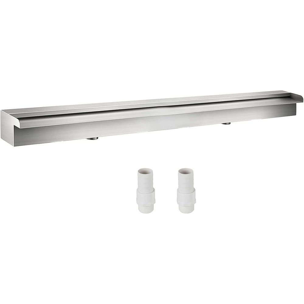 image:imageVEVOR Pool Fountain Stainless Steel Pool Waterfall Spillway with Pipe Connector Rectangular Garden Outdoor 59159in