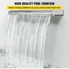 VEVOR Pool Fountain Stainless Steel Pool Waterfall Spillway with Pipe Connector Rectangular Garden Outdoor (59.1″)(59in)