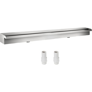 VEVOR Pool Fountain Stainless Steel Pool Waterfall Spillway with Pipe Connector Rectangular Garden Outdoor (59.1″)(59in)