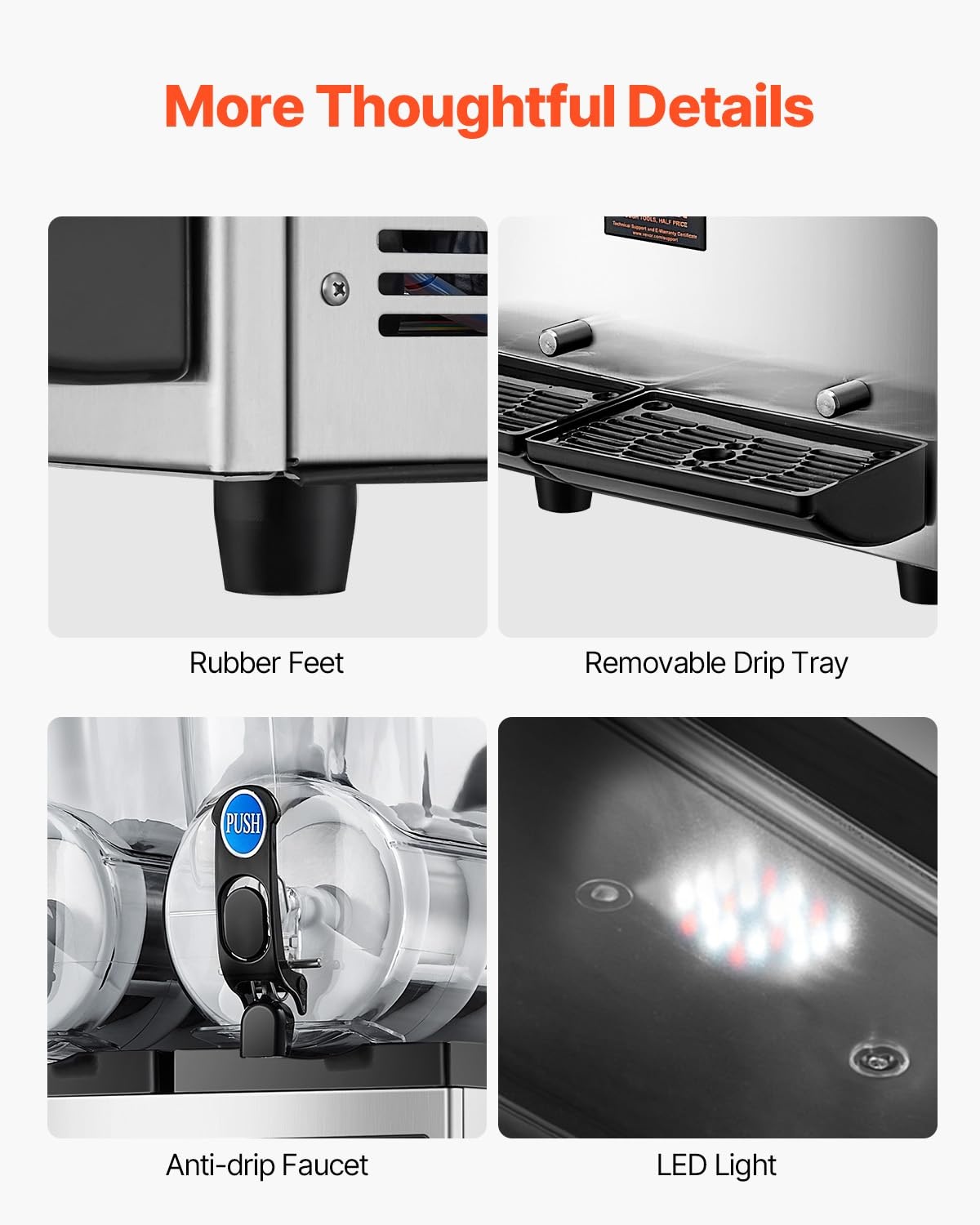 image:imageVEVOR Commercial Margarita Machine 15Lx3 Triple Tank Slushie Machine 180 Cups Stainless Steel Margarita Smoothie Frozen Drink Maker Slushy Maker for Home Party Restaurants Cafe Bars