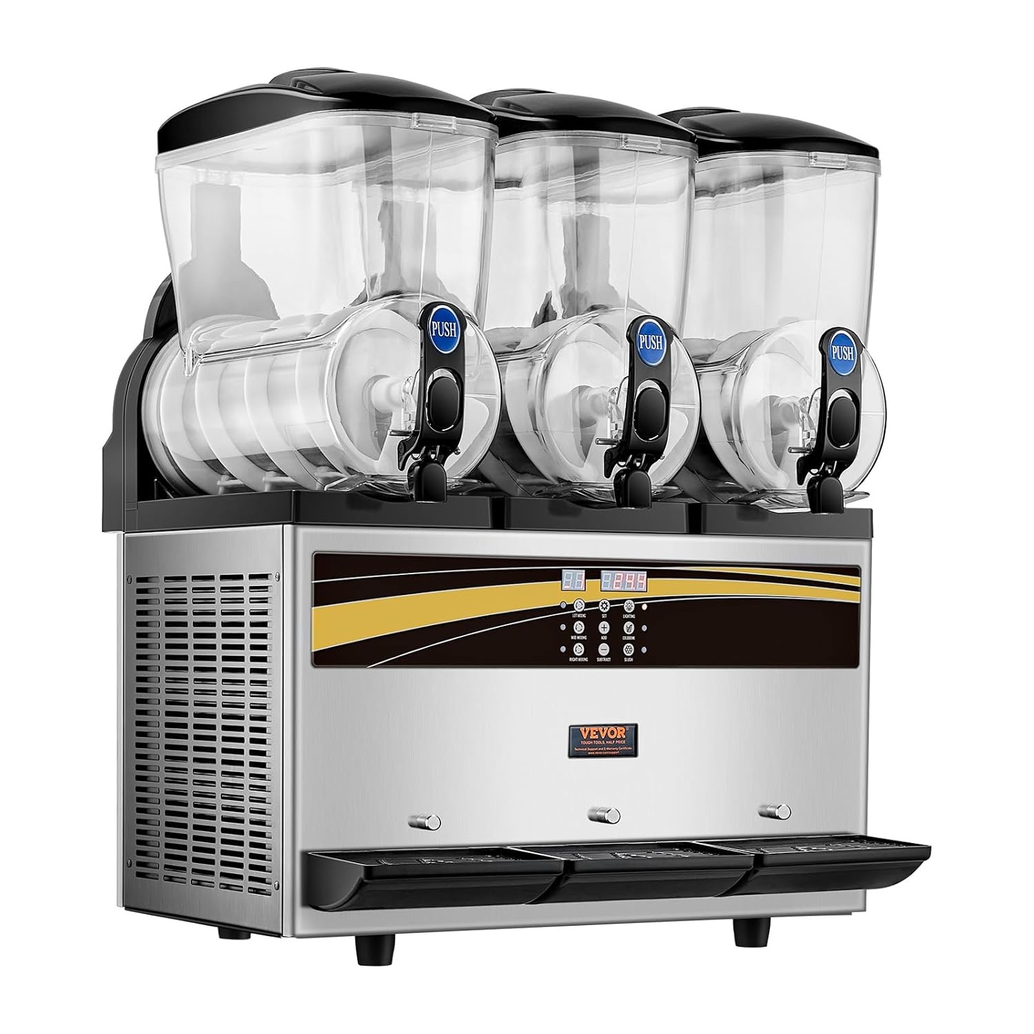 image:imageVEVOR Commercial Margarita Machine 15Lx3 Triple Tank Slushie Machine 180 Cups Stainless Steel Margarita Smoothie Frozen Drink Maker Slushy Maker for Home Party Restaurants Cafe Bars