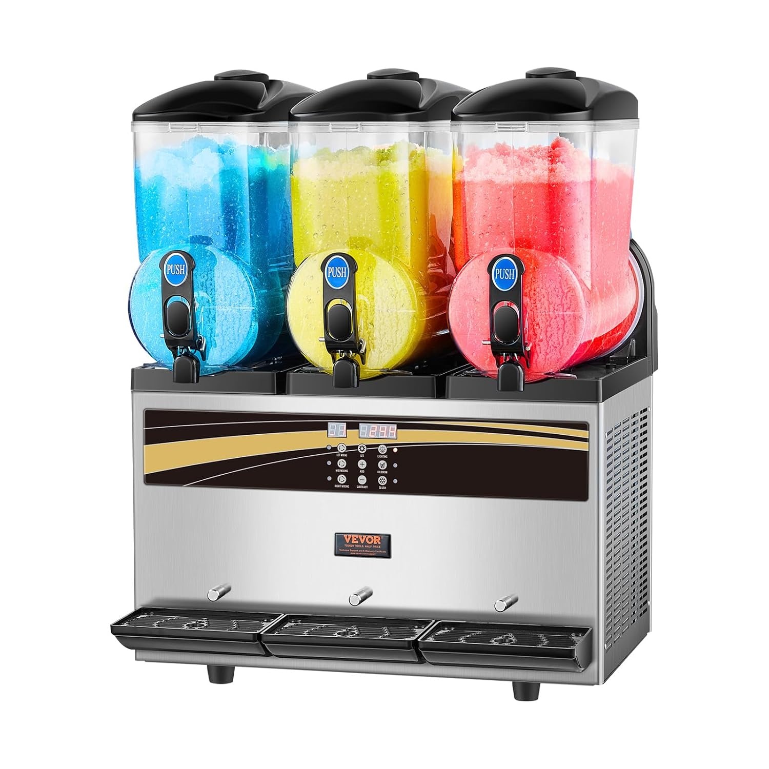image:imageVEVOR Commercial Margarita Machine 15Lx3 Triple Tank Slushie Machine 180 Cups Stainless Steel Margarita Smoothie Frozen Drink Maker Slushy Maker for Home Party Restaurants Cafe Bars