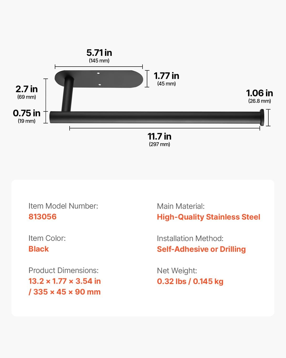 image:imageVEVOR Paper Towel Holder Under Cabinet Stainless Steel Paper Towel Holders Self Adhesive or Drilling Papers Towels Holder Wall Mount for Kitchen Bathroom PantryUnder Cabinet
