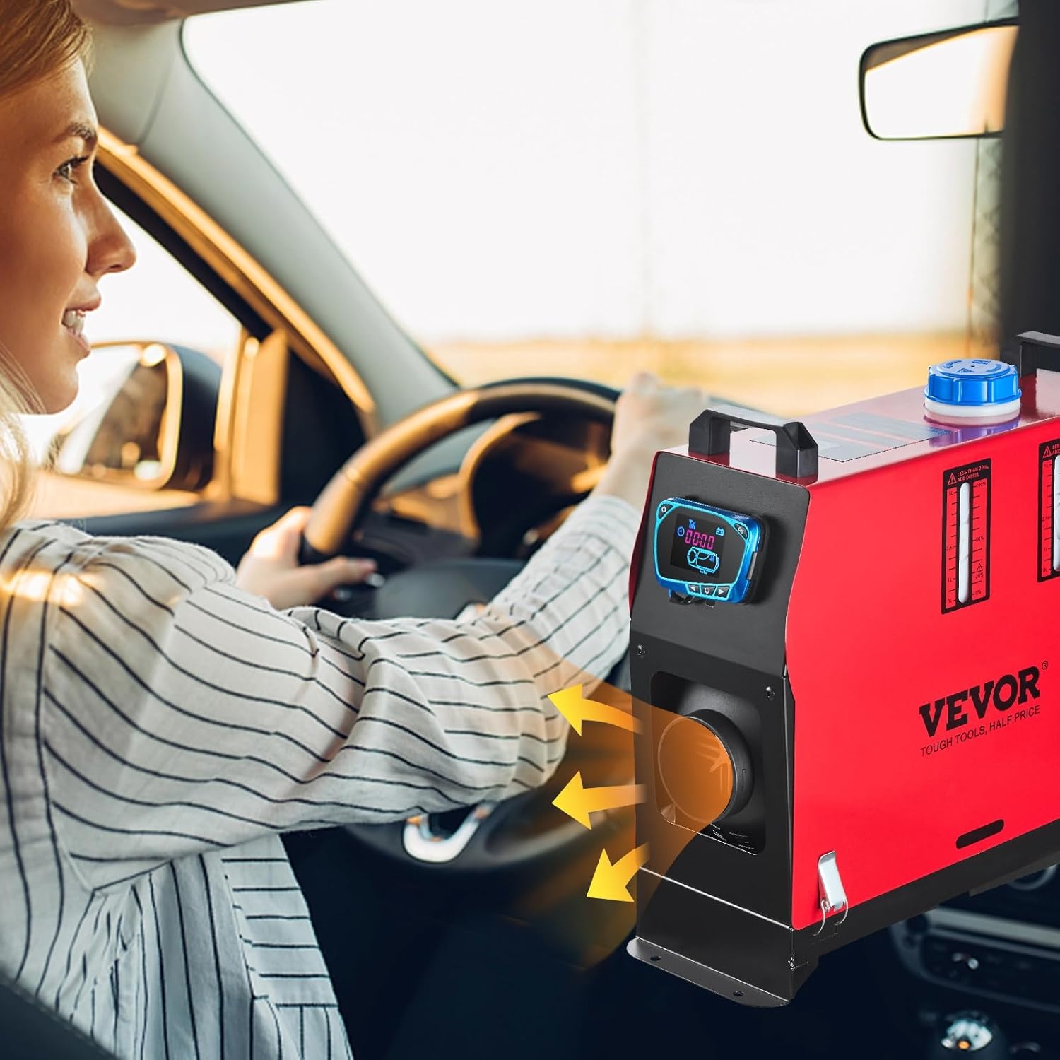 image:imageVEVOR 8KW Diesel Air Heater Muffler Diesel Heater 12V 8000W Diesel Parking Heater Remote Control Remote Control with LCD Switch for Car Bus Trucks MotorHome and BoatsBlackRed