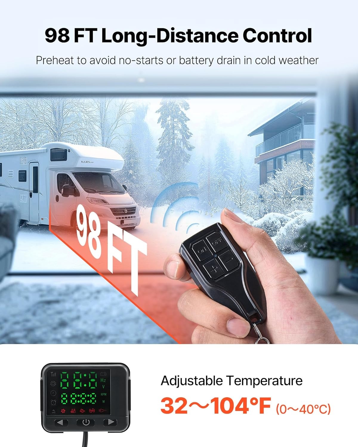 image:imageVEVOR 8KW Diesel Air Heater Muffler Diesel Heater 12V 8000W Diesel Parking Heater Remote Control Remote Control with LCD Switch for Car Bus Trucks MotorHome and BoatsOrange