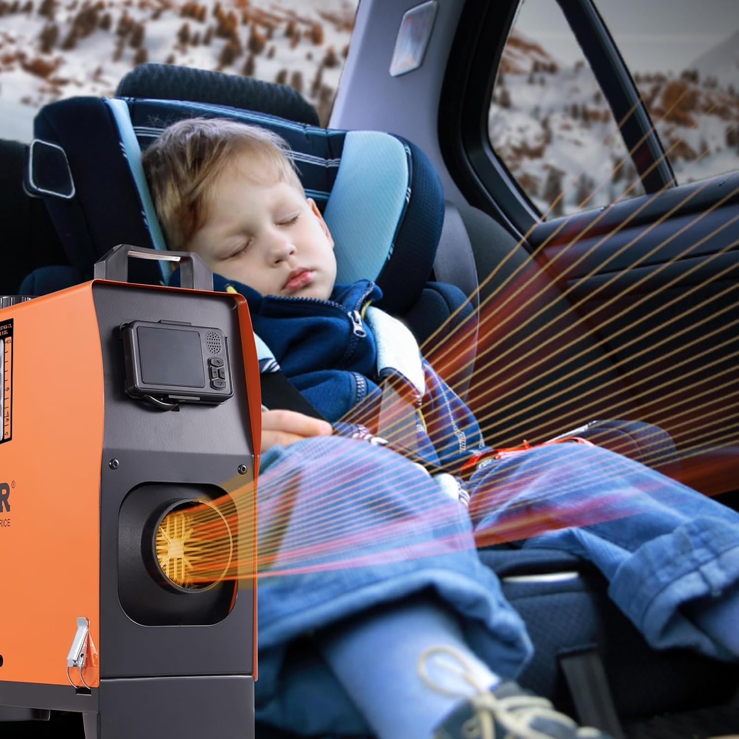 image:imageVEVOR 8KW Diesel Air Heater Muffler Diesel Heater 12V 8000W Diesel Parking Heater Remote Control Remote Control with LCD Switch for Car Bus Trucks MotorHome and BoatsOrange