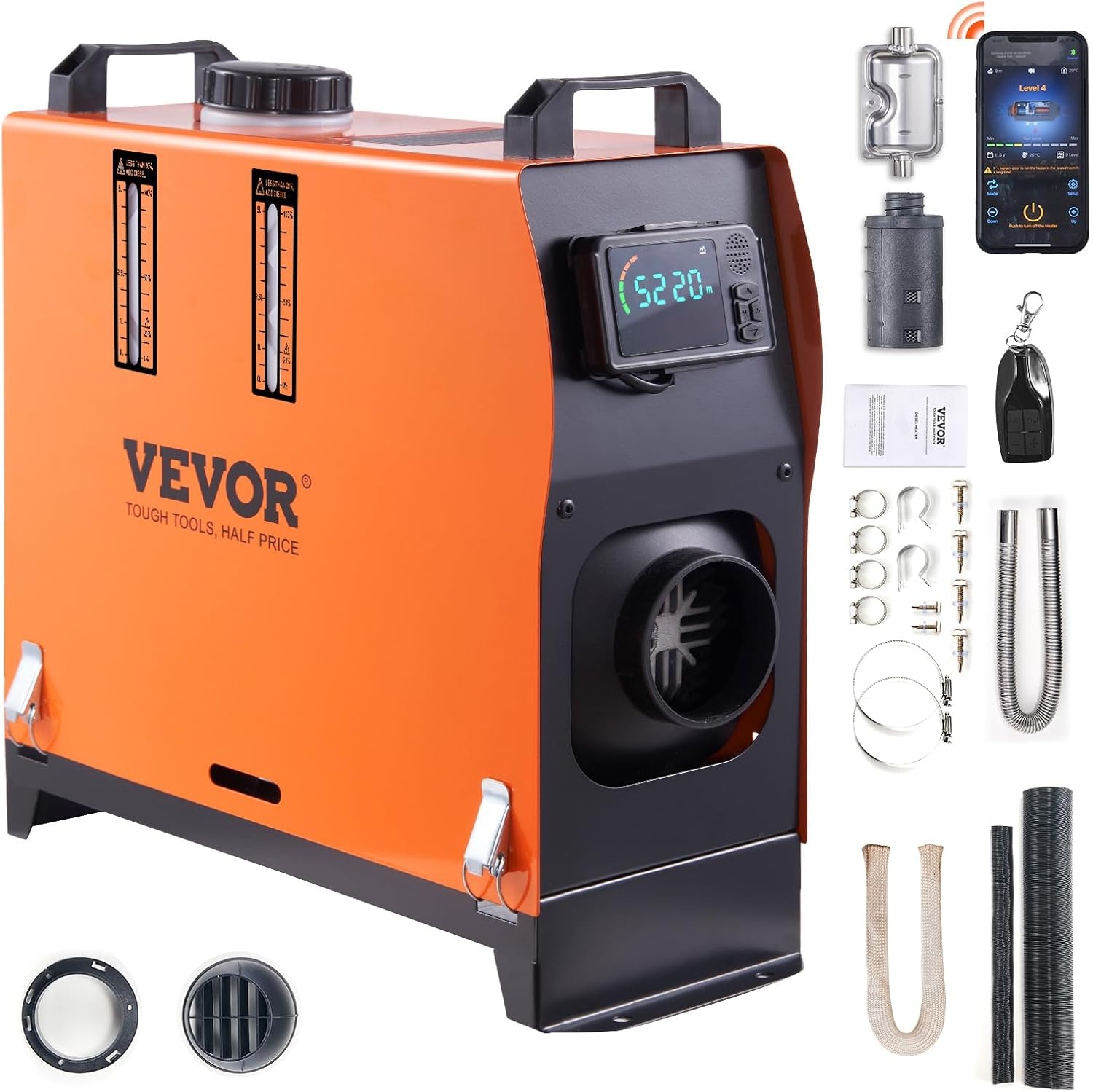 image:imageVEVOR 8KW Diesel Air Heater Muffler Diesel Heater 12V 8000W Diesel Parking Heater Remote Control Remote Control with LCD Switch for Car Bus Trucks MotorHome and BoatsOrange