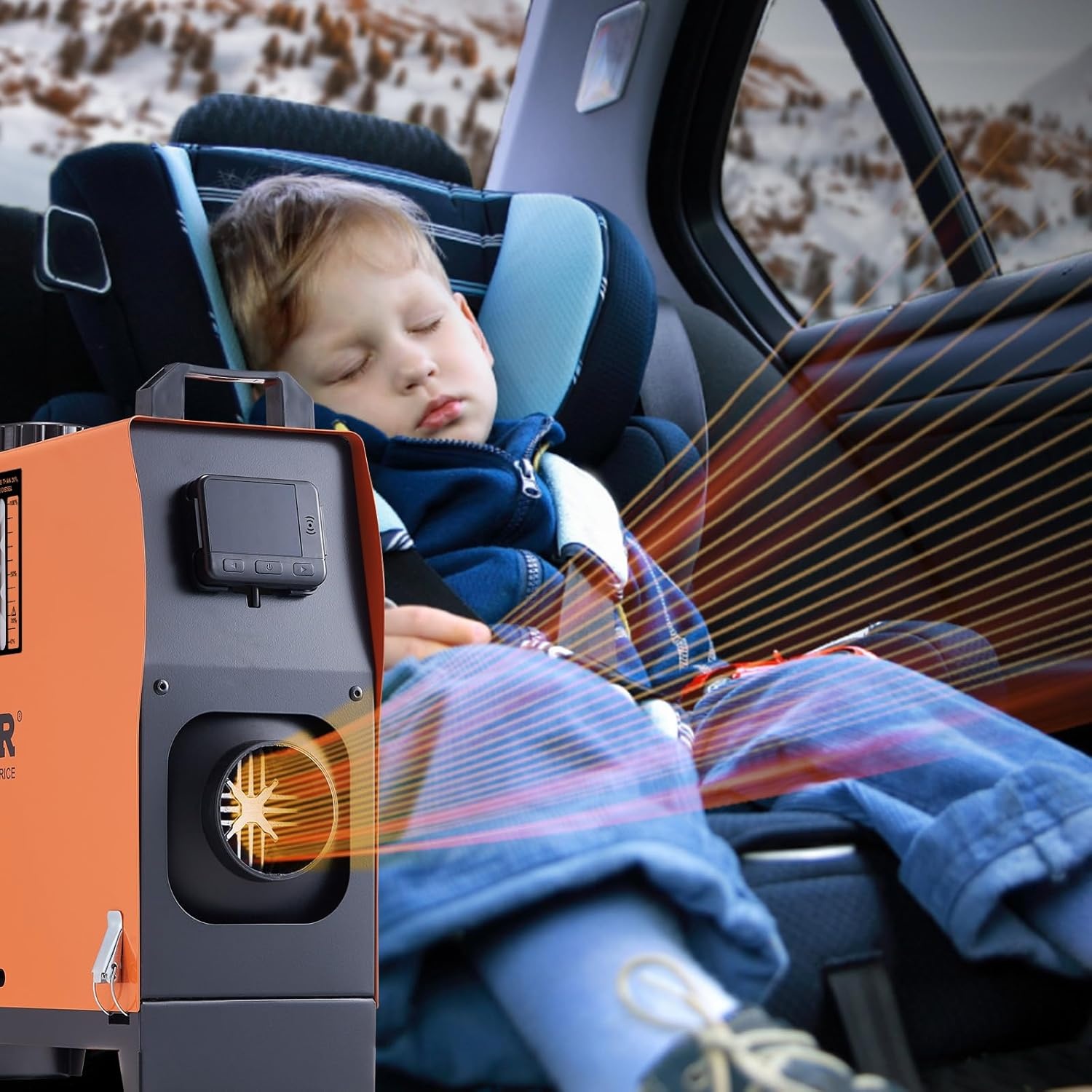 image:imageVEVOR 8KW Diesel Air Heater Muffler Diesel Heater 12V 8000W Diesel Parking Heater Remote Control Remote Control with LCD Switch for Car Bus Trucks MotorHome and BoatsOrange
