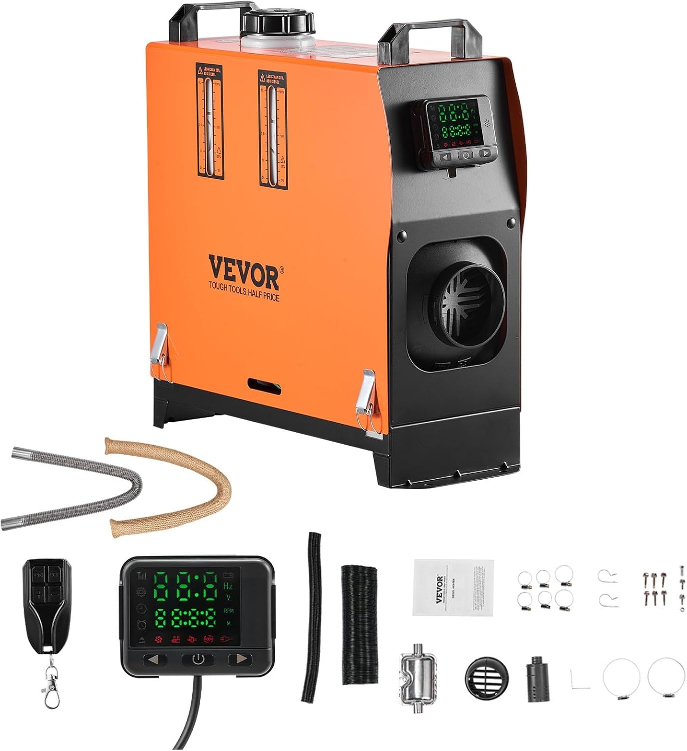 image:imageVEVOR 8KW Diesel Air Heater Muffler Diesel Heater 12V 8000W Diesel Parking Heater Remote Control Remote Control with LCD Switch for Car Bus Trucks MotorHome and BoatsOrange