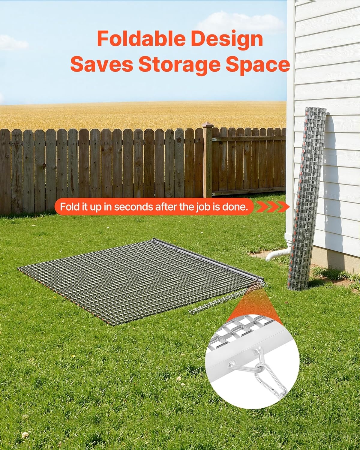 image:imageVEVOR Baseball Field Drag Mat Field Drag Yard Drag for ATVs UTVs Tractors Durable Galvanized Steel Mesh Drag Mat with Towing Chain for Gravel Driveway Ruts Farm Field Leveling4803 x 4803 x 039