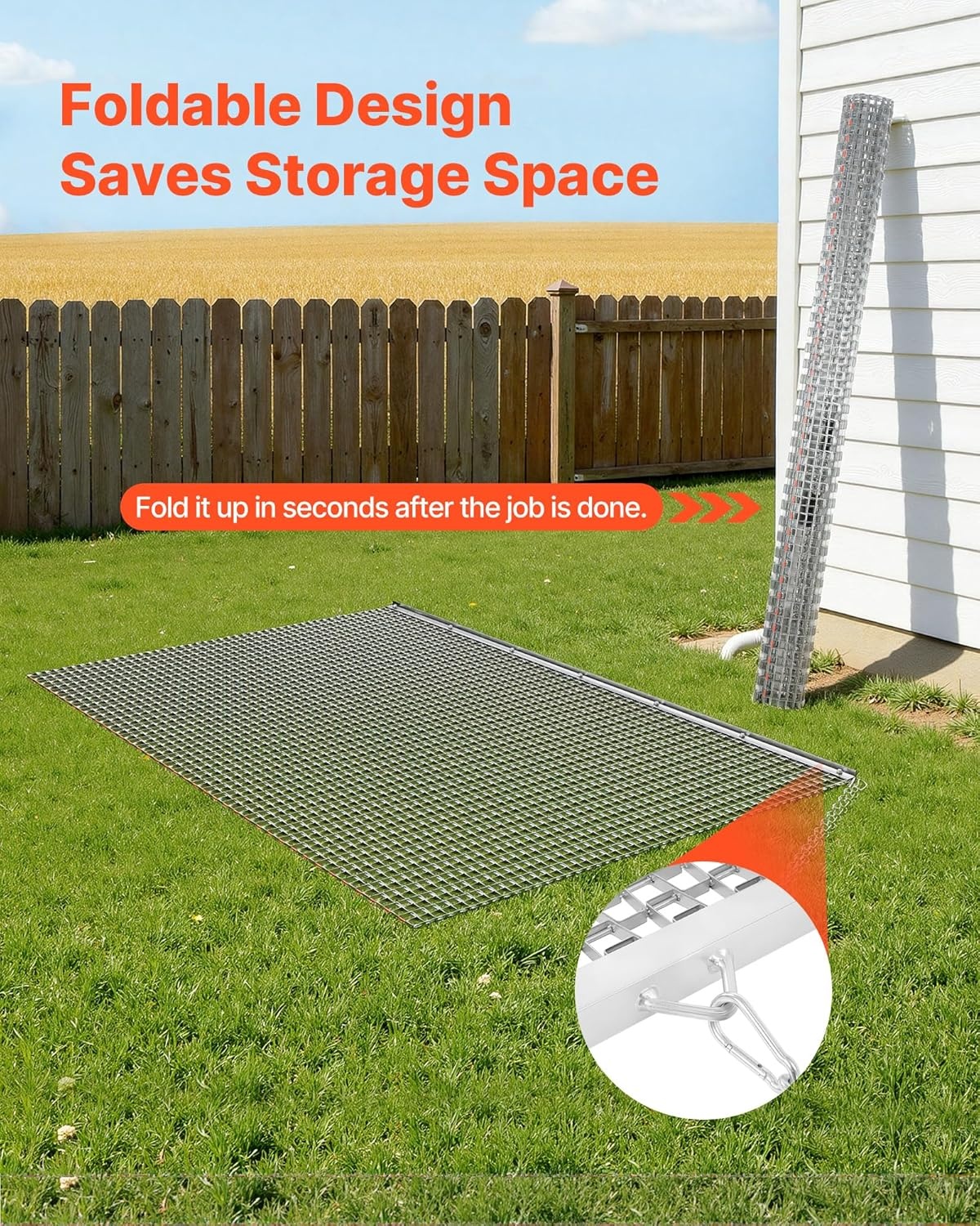 image:imageVEVOR Baseball Field Drag Mat Field Drag Yard Drag for ATVs UTVs Tractors Durable Galvanized Steel Mesh Drag Mat with Towing Chain for Gravel Driveway Ruts Farm Field Leveling7913 x 4803 x 039 inch