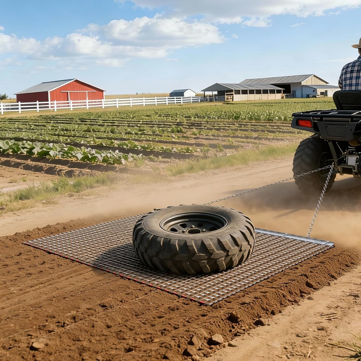 image:imageVEVOR Baseball Field Drag Mat Field Drag Yard Drag for ATVs UTVs Tractors Durable Galvanized Steel Mesh Drag Mat with Towing Chain for Gravel Driveway Ruts Farm Field Leveling6004 x 3598 x 039 inch