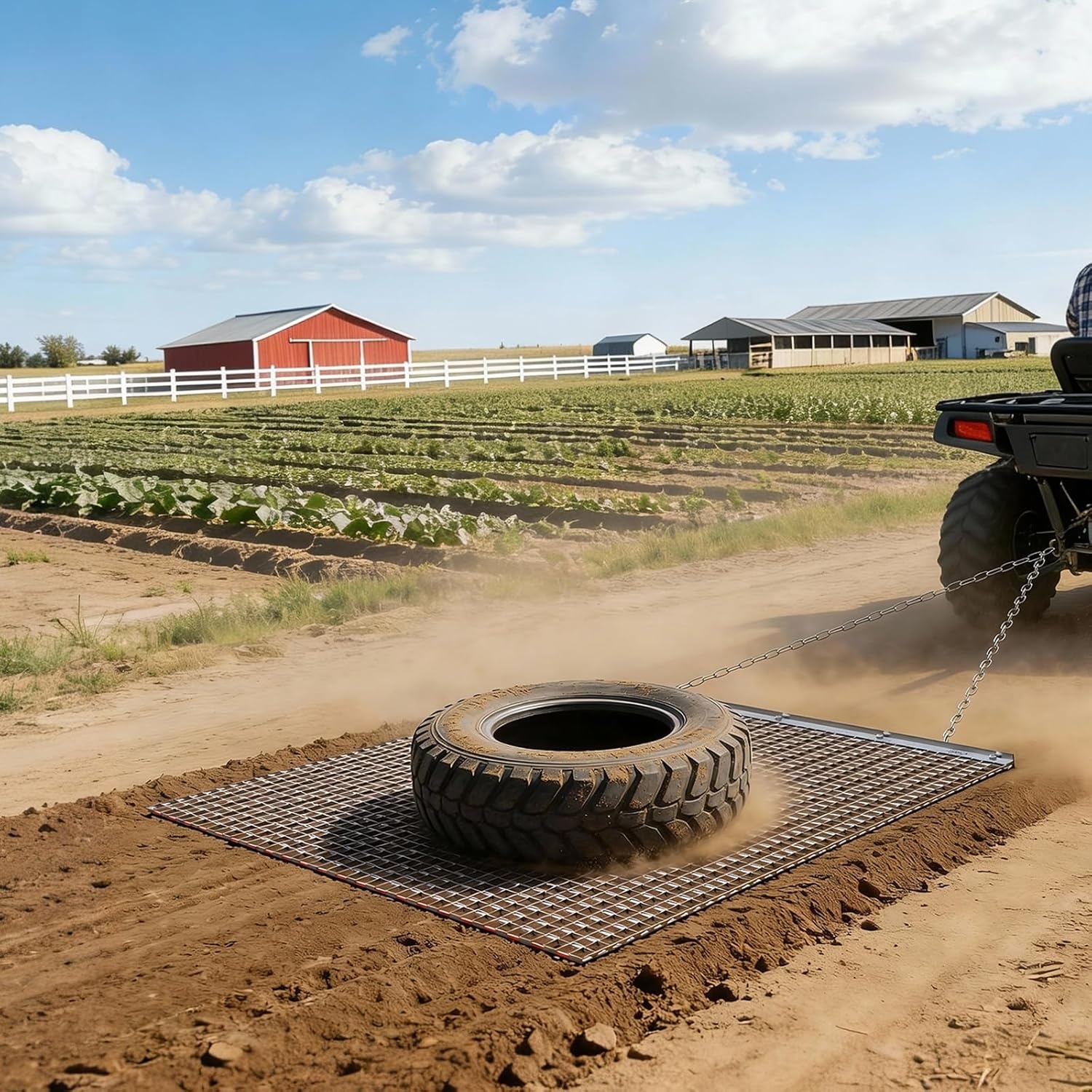 image:imageVEVOR Baseball Field Drag Mat Field Drag Yard Drag for ATVs UTVs Tractors Durable Galvanized Steel Mesh Drag Mat with Towing Chain for Gravel Driveway Ruts Farm Field Leveling4803 x 4803 x 039