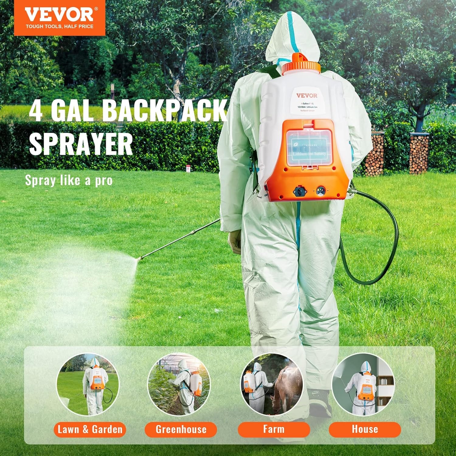 image:imageVEVOR Battery Powered Backpack Sprayer 090 PSI Adjustable Pressure 4 Gallon Tank Back Pack Sprayer 12V 8Ah Battery Wide Mouth Lid Spraying Cleaning amp Southern Ag Surfactant 16oz 1 Pint