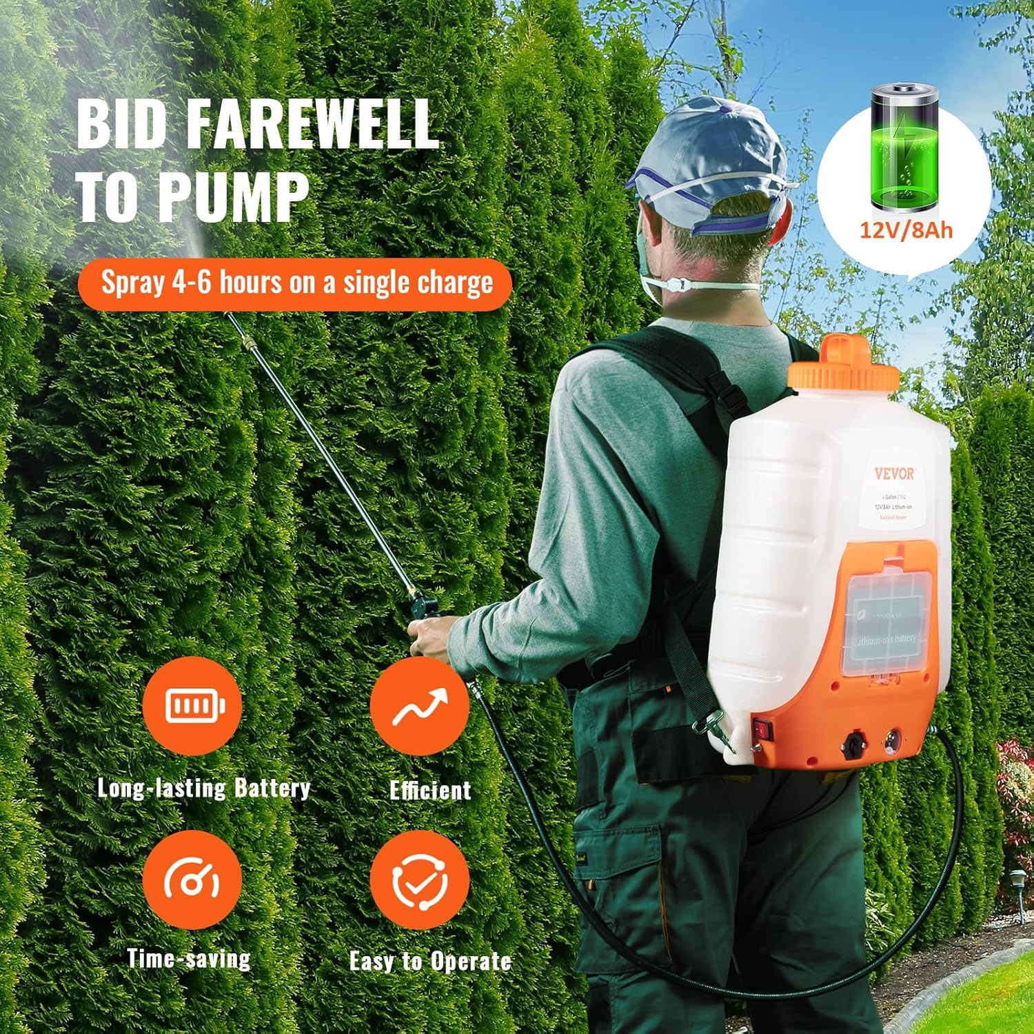 image:imageVEVOR Battery Powered Backpack Sprayer 090 PSI Adjustable Pressure 4 Gallon Tank Back Pack Sprayer 12V 8Ah Battery Wide Mouth Lid Spraying Cleaning amp Southern Ag Surfactant 16oz 1 Pint