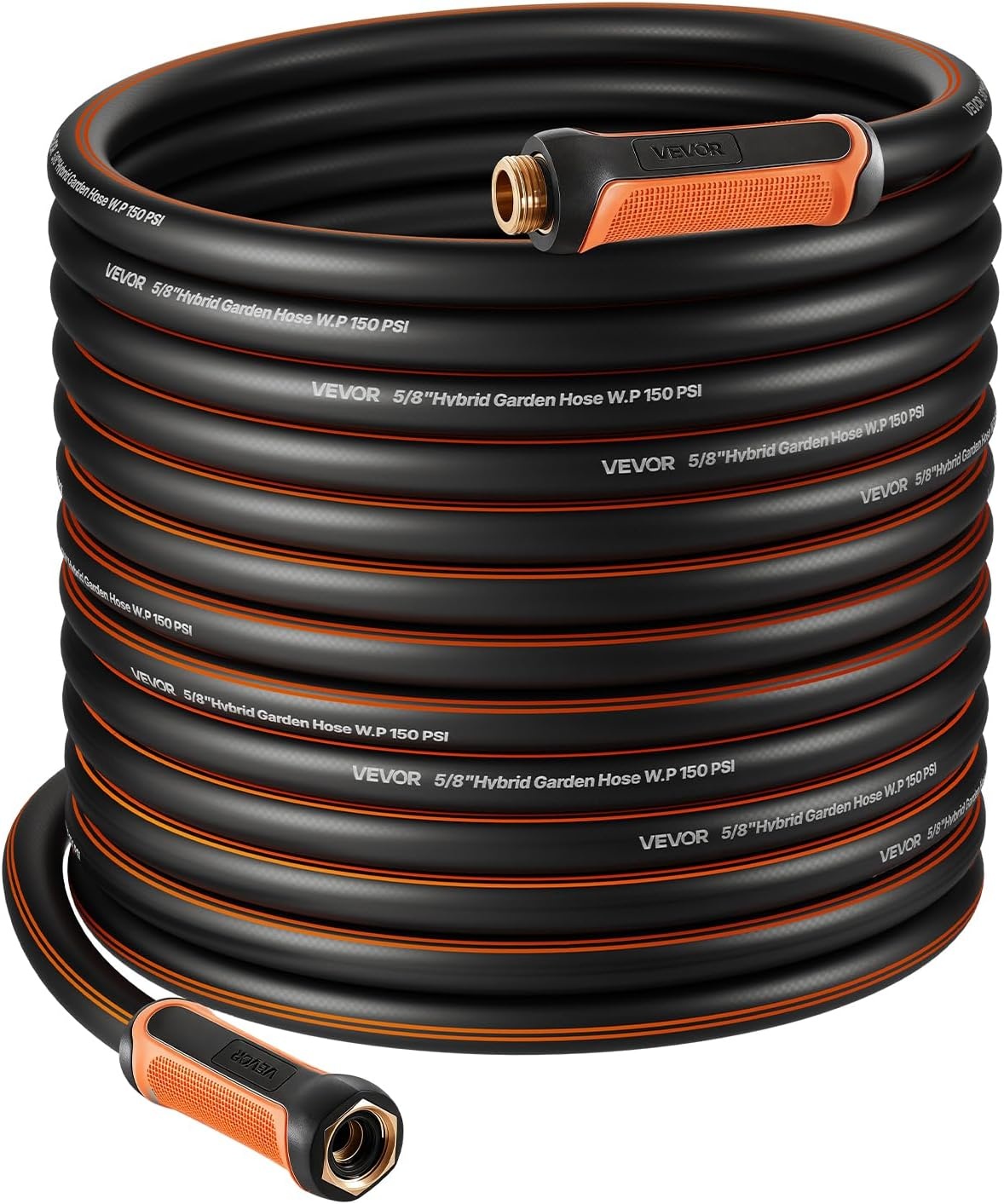 image:imageVEVOR Garden Hose 75 ft 58 Heavy Duty 4Layer Rubber Water Hose 150PSI Working amp 600PSI Burst Flexible amp Nonkink Outdoor Waterhose with 34 Fitting Lightweight Hoses for Gardening Cleaning100 ft