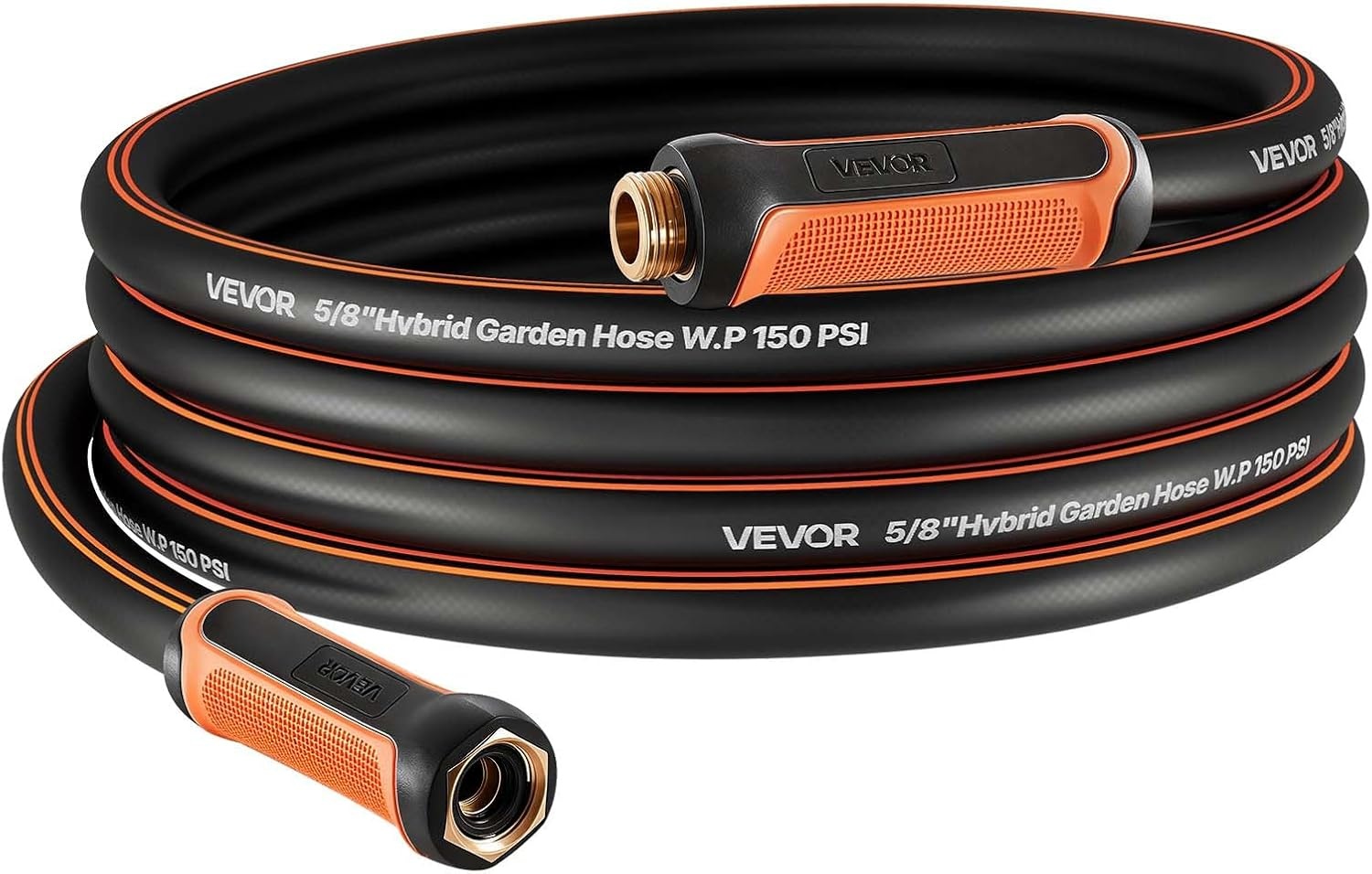 image:imageVEVOR Garden Hose 75 ft 58 Heavy Duty 4Layer Rubber Water Hose 150PSI Working amp 600PSI Burst Flexible amp Nonkink Outdoor Waterhose with 34 Fitting Lightweight Hoses for Gardening Cleaning25 ft