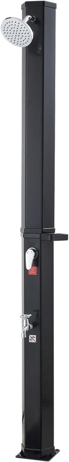 image:imageVEVOR Solar Shower 92 Gal 64FT Showerhead Height Outdoor Shower Black with Handheld amp Foot Faucet Hot amp Cold Water Adjustment Freestanding for Backyard Poolside Beach Pool